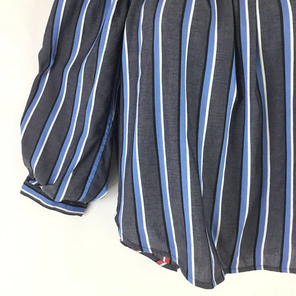 Express Reversible Top Women XS Red White Blue Stripe Off the Shoulder Patriotic - Picture 5 of 13